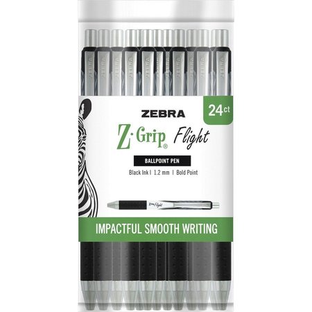 Zebra Pen Flight Ballpoint Pen, 1.0mm Point, 24/PK, BK PK ZEB20924